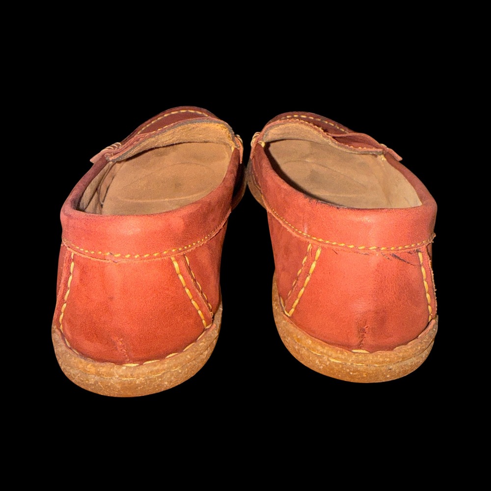 Born Penny Loafer Women 7.5 Pre-Owned Red Leather Contrast Stitching Shoes Boho - Picture 10 of 14
